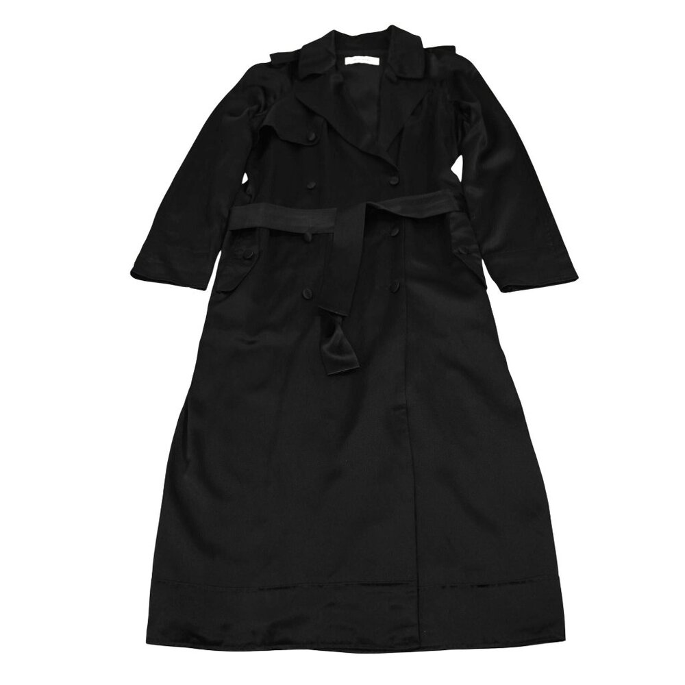 SPRWMN 100% Silk Trench Coat in Black